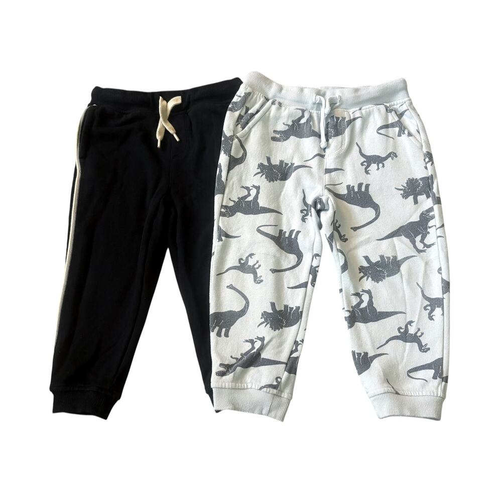 FabKids Dinosaur/Black Jogger Sweatpants Boys Size XS(4T/5T) Lot of 2